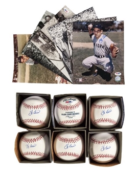 Yogi Berra Single Signed Collection (12) with Six Balls and Six Photos